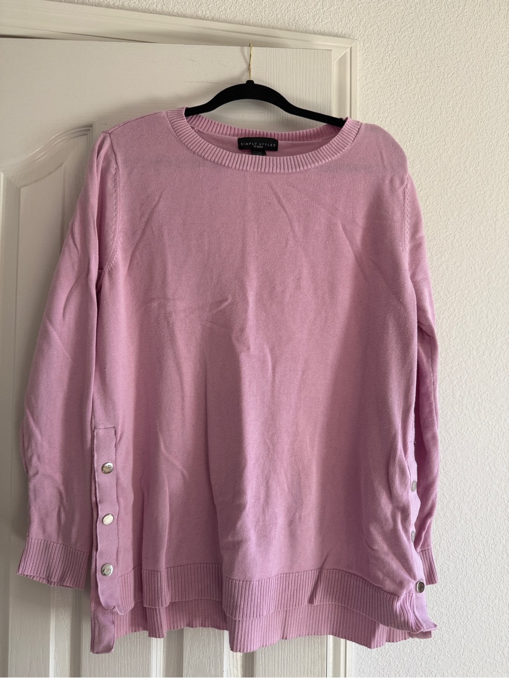 Wimbledon Pink Button-Side Crewneck Sweater